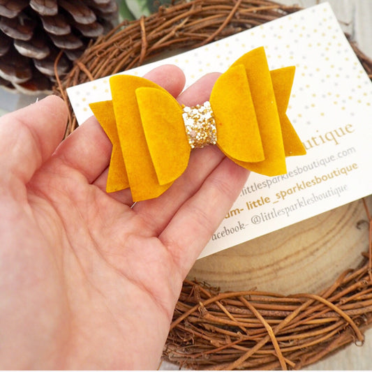Velvet Suede Mustard Bow
