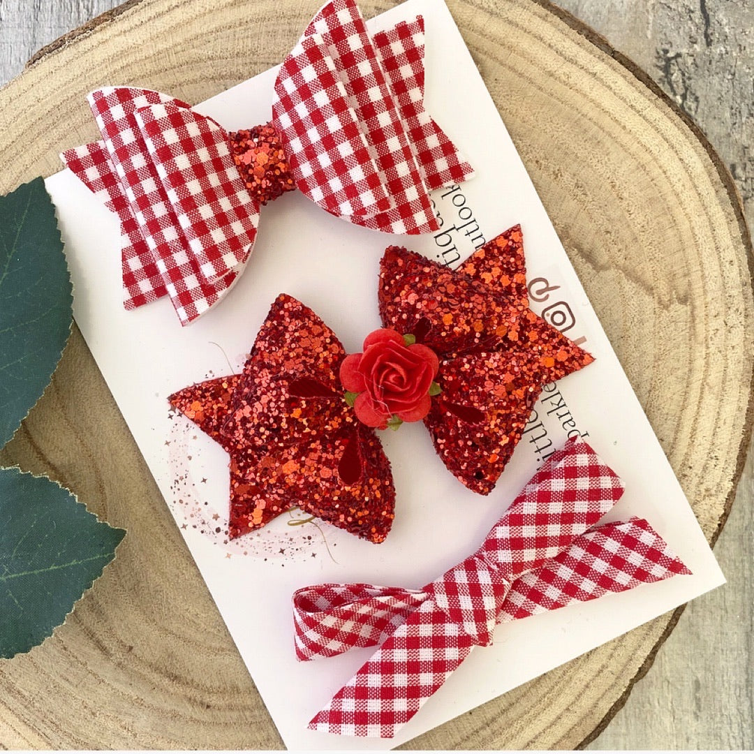 Red School Bow Set