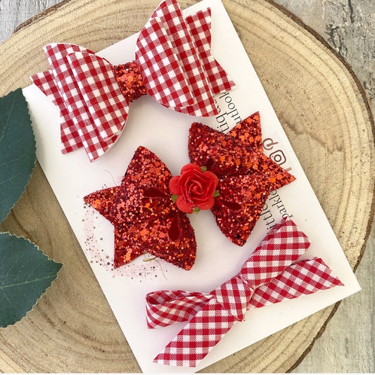 Red School Bow Set