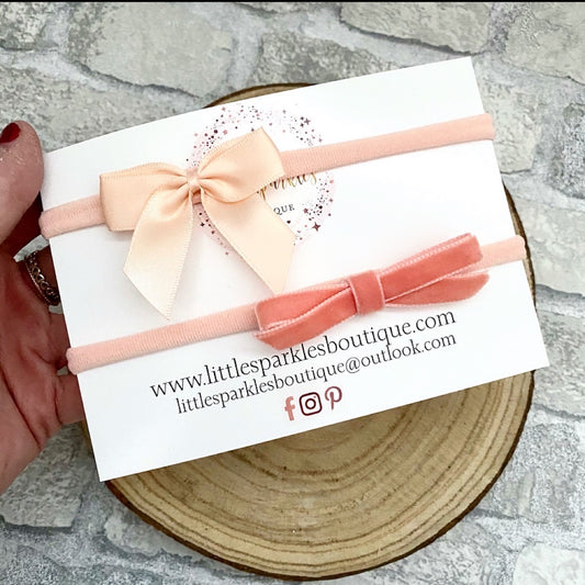 Peach Satin And Velvet Bow