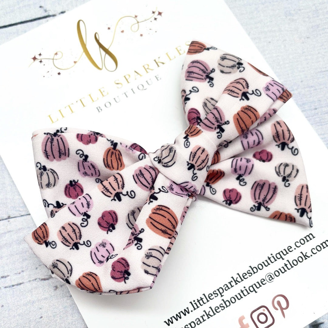 Pumpkin Fabric Tie Bow