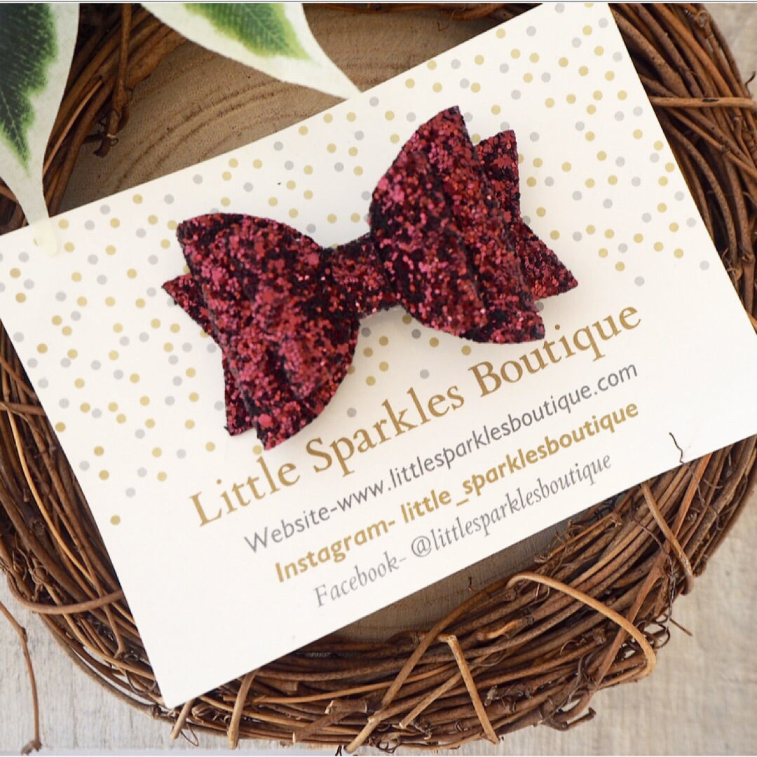 Burgundy Glitter Bow