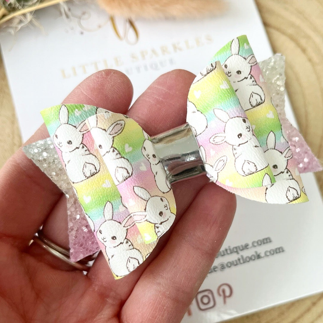 Rainbow Bunny Bow