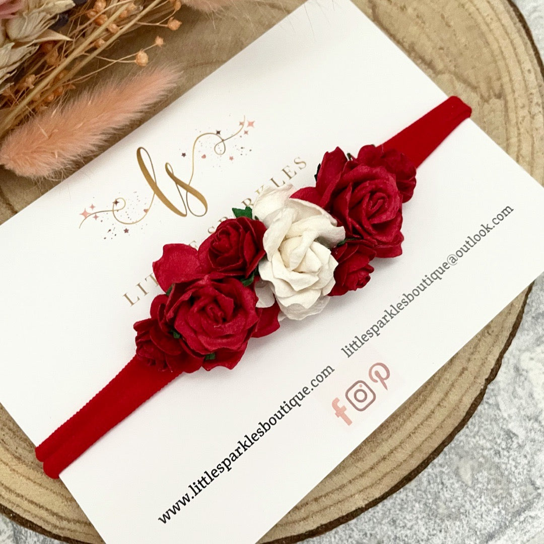 Red Wild Rose headband