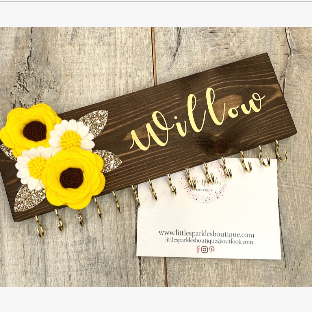 Personalised Sunflower Bow Holder