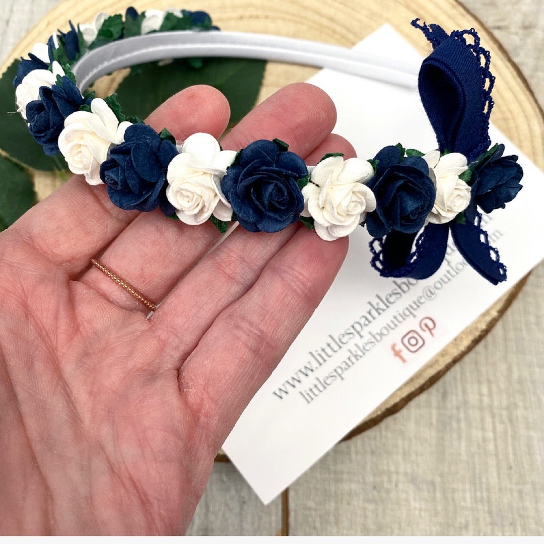 Navy And White Aliceband