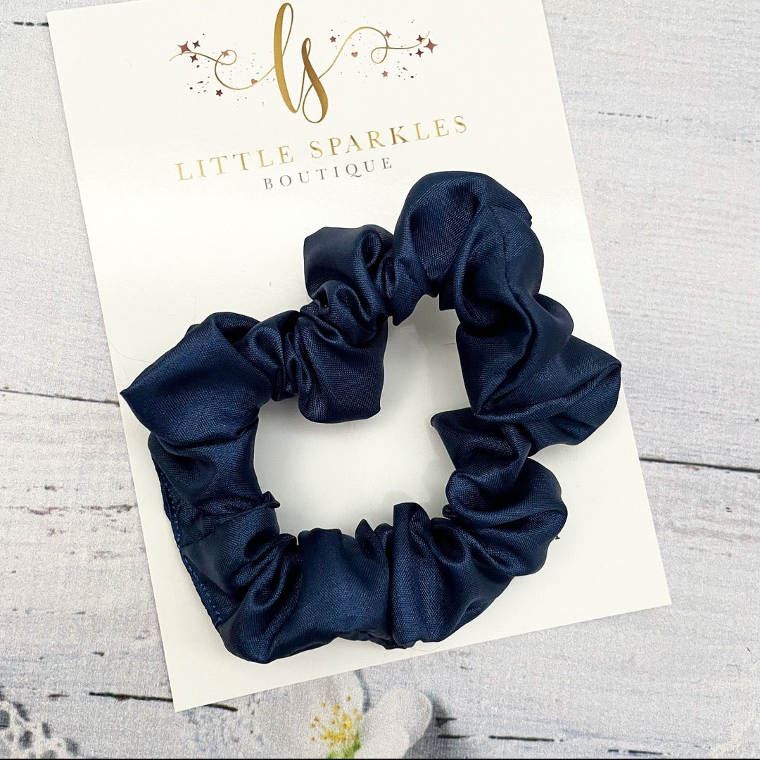 Navy Satin Scrunchie