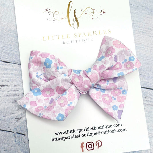 Lilac Floral Fabric Tie Bow