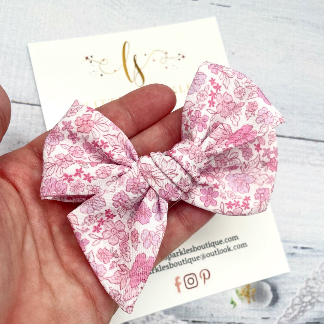 Floral Fabric Tie Bow