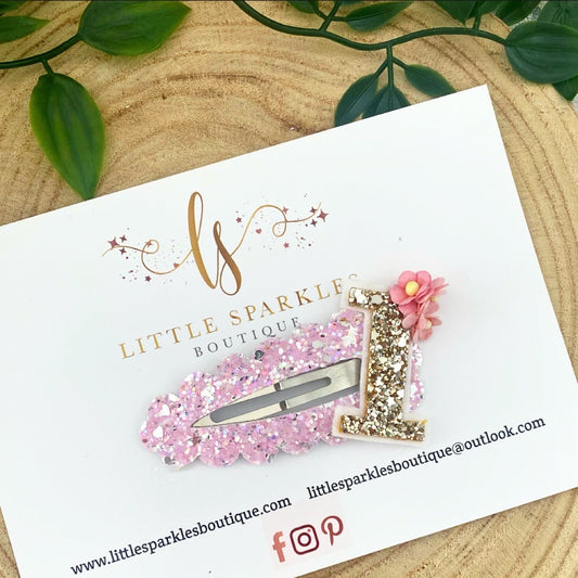 Large Pink Birthday Snap Clip (any number)