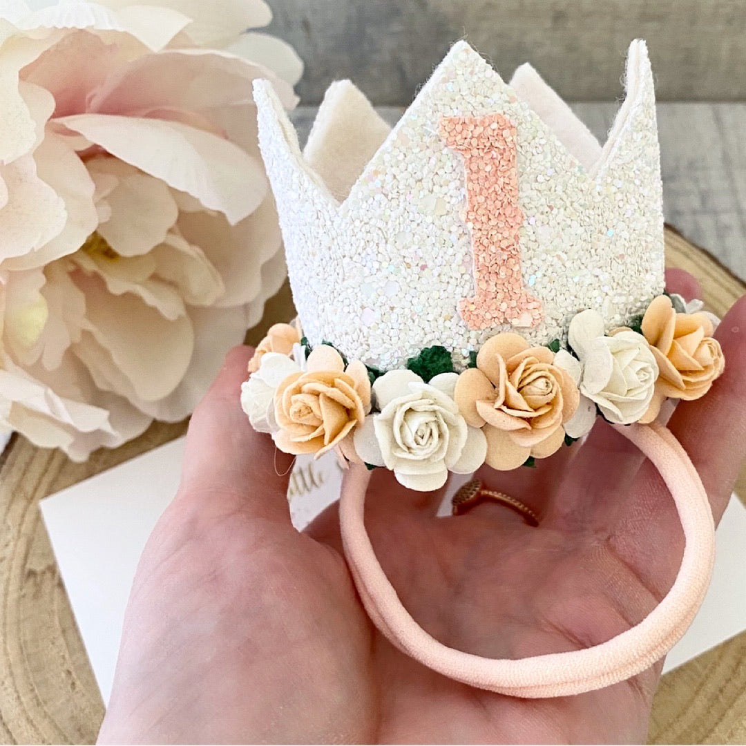 Peach And White Birthday Crown