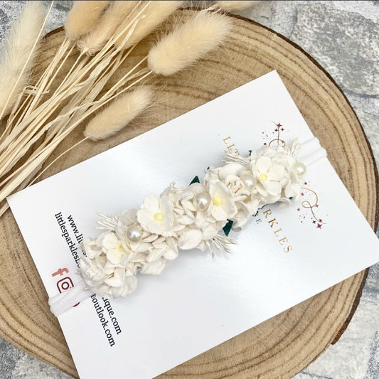 White Trellis Flower Headband