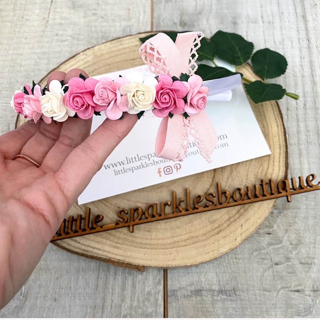 Pink Floral Alice Band