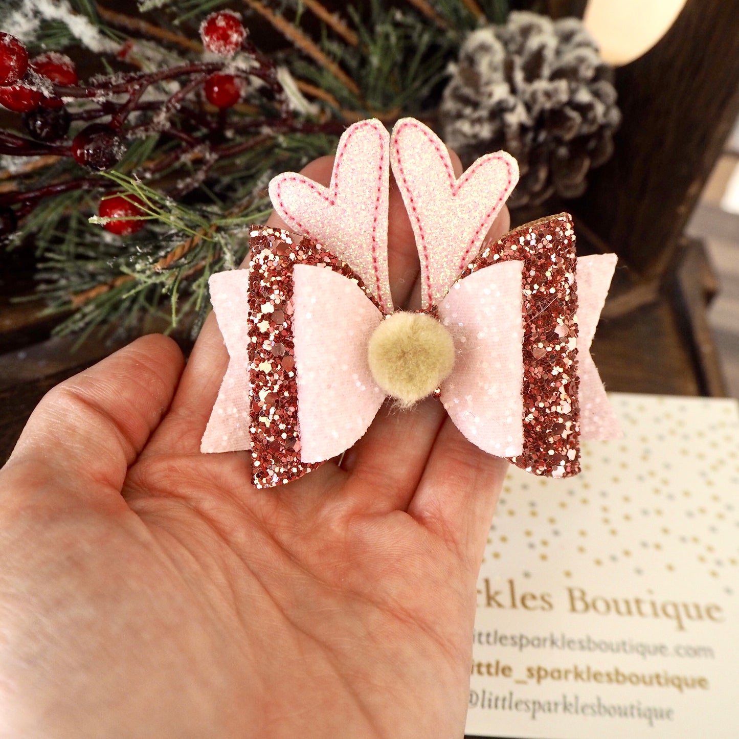 Pink And Rose Gold Raindeer Ears