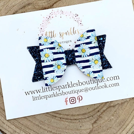 Navy Daisy Bow