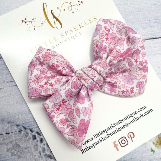 Floral Fabric Tie Bow