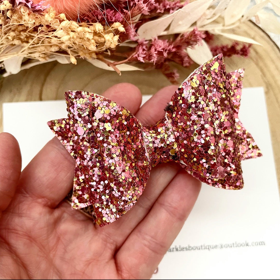 Pinky Rose Gold Glitter Bow