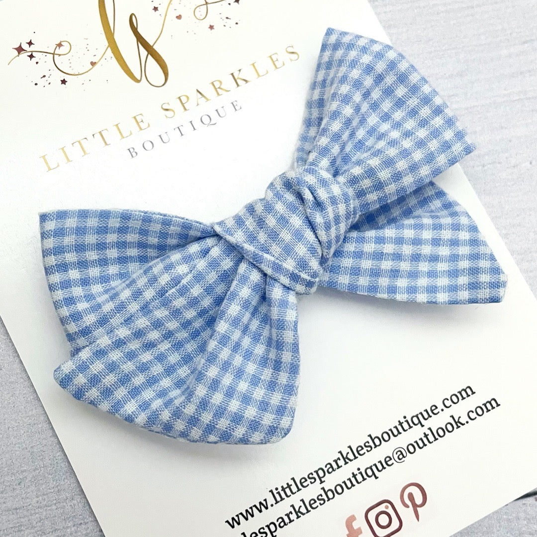 Blue Fabric Tie Bow