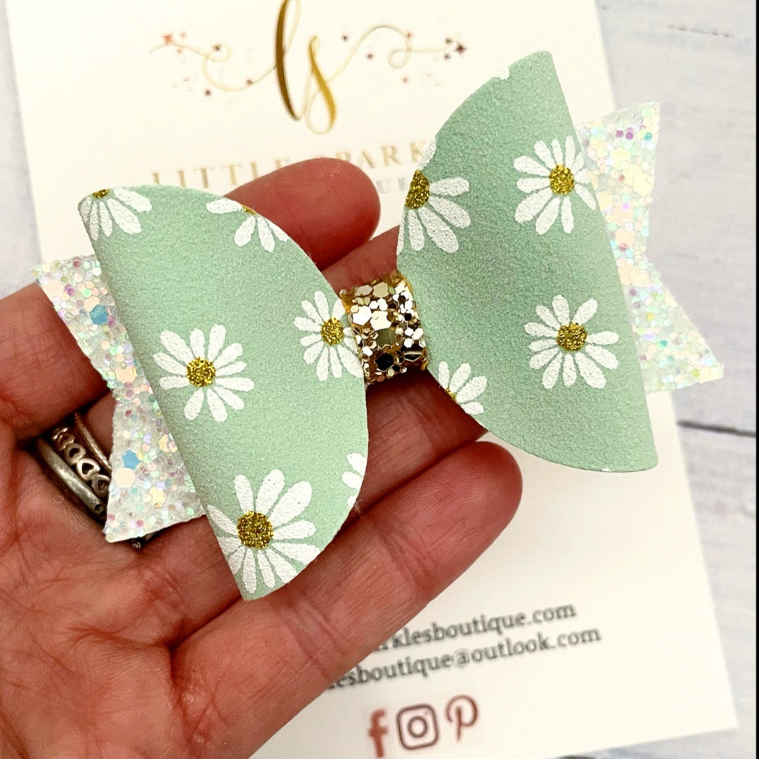 Mint Daisy Suede