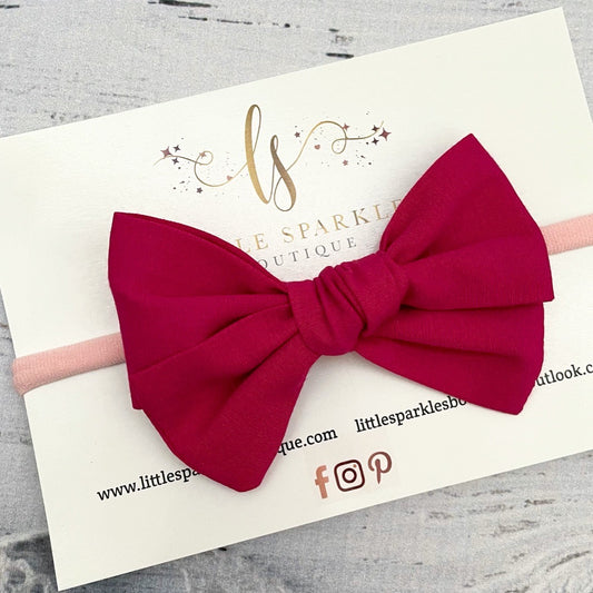 Hot Pink Fabric Tie Bow