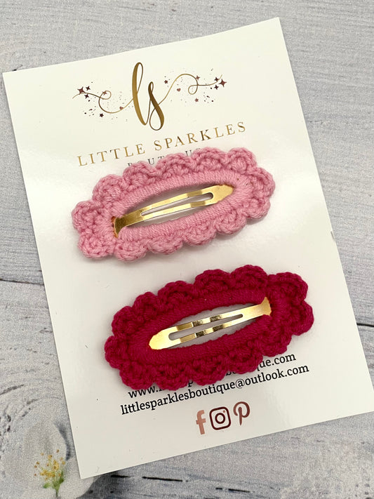 Pink Crochet Clip Set