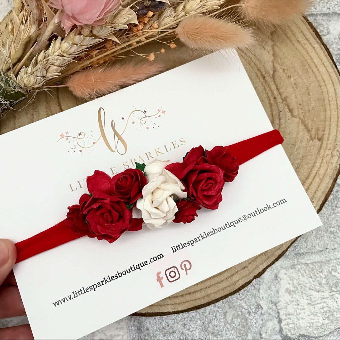Red Wild Rose headband