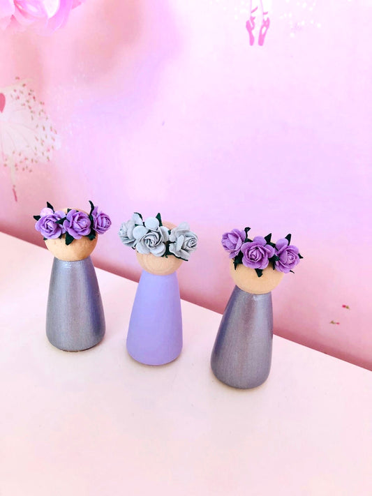 Lilac And Silver Dolls Pegs