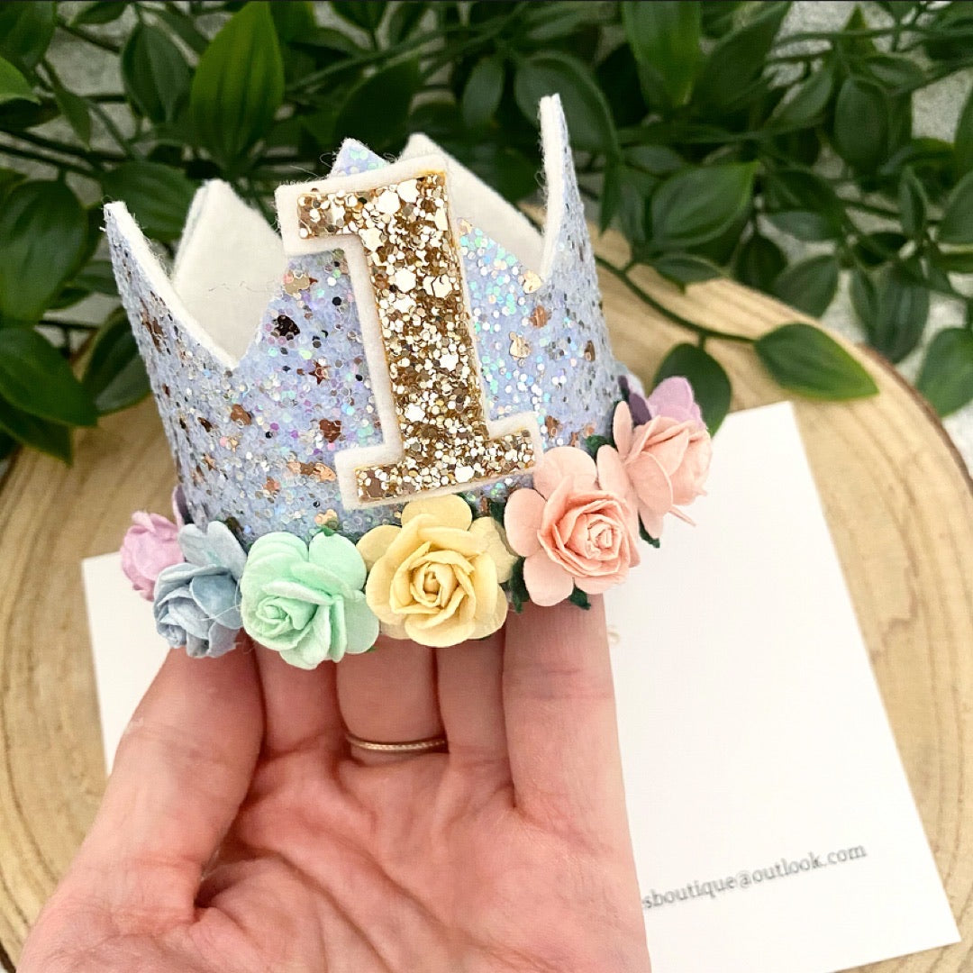 Blue Glitter Rainbow Crown