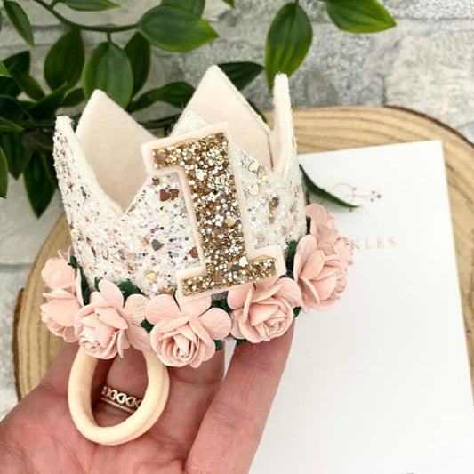 Glitz Cream And Pink Mist Birthday Crown