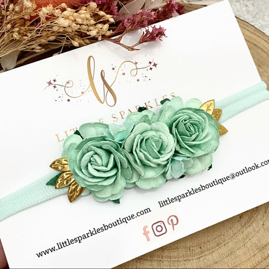Large Mint Tea Flower Headband