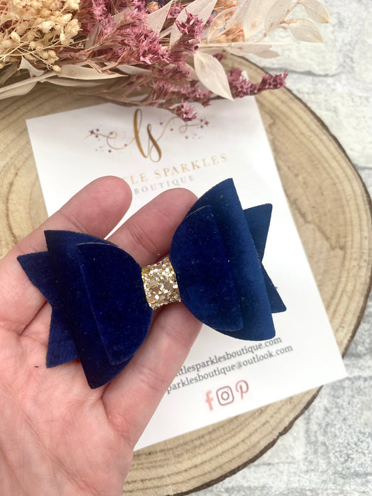 Velvet Suede Navy Bow