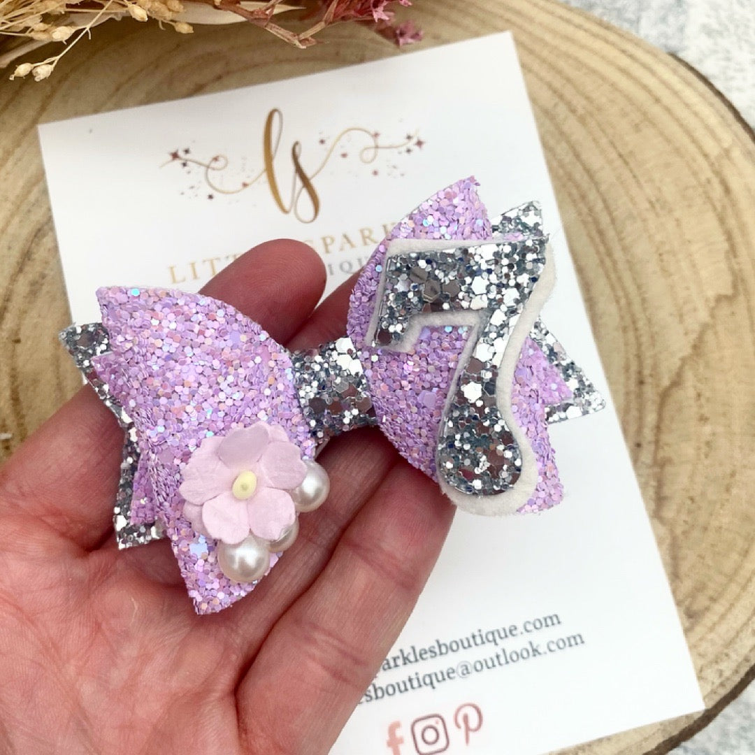Lilac And Silver Birthday Bow