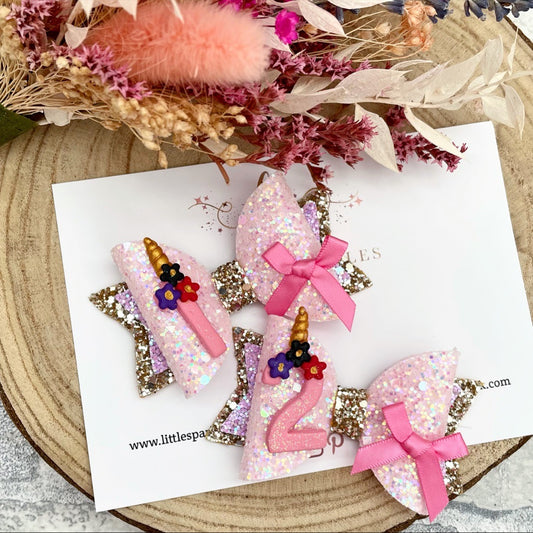 Unicorn Number Birthday Bow