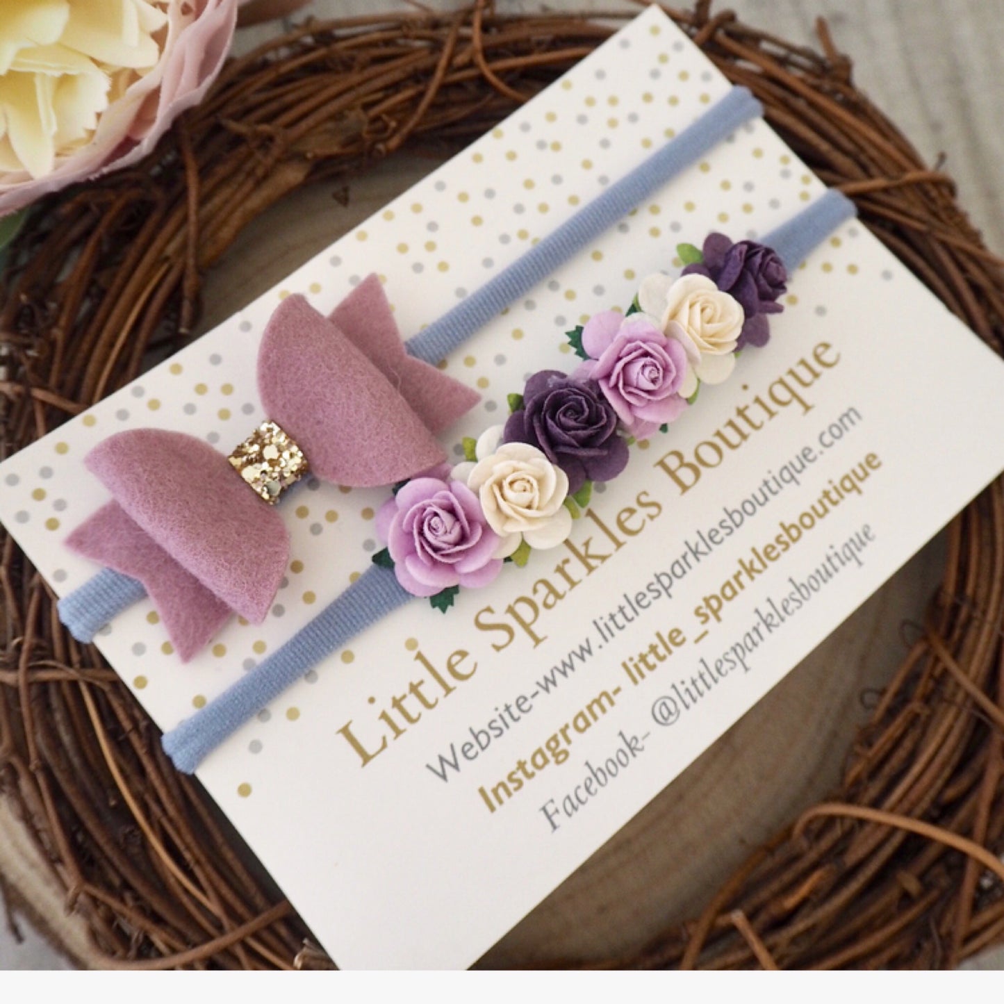 Lilac Bow And Flower Bow Set