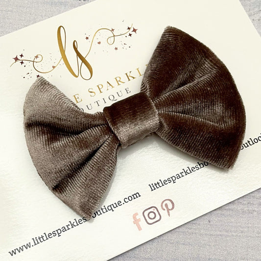 Grey Velvet Bow