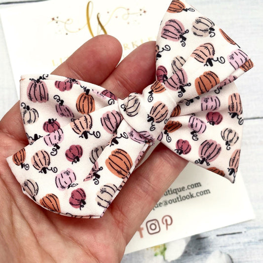 Pumpkin Fabric Tie Bow