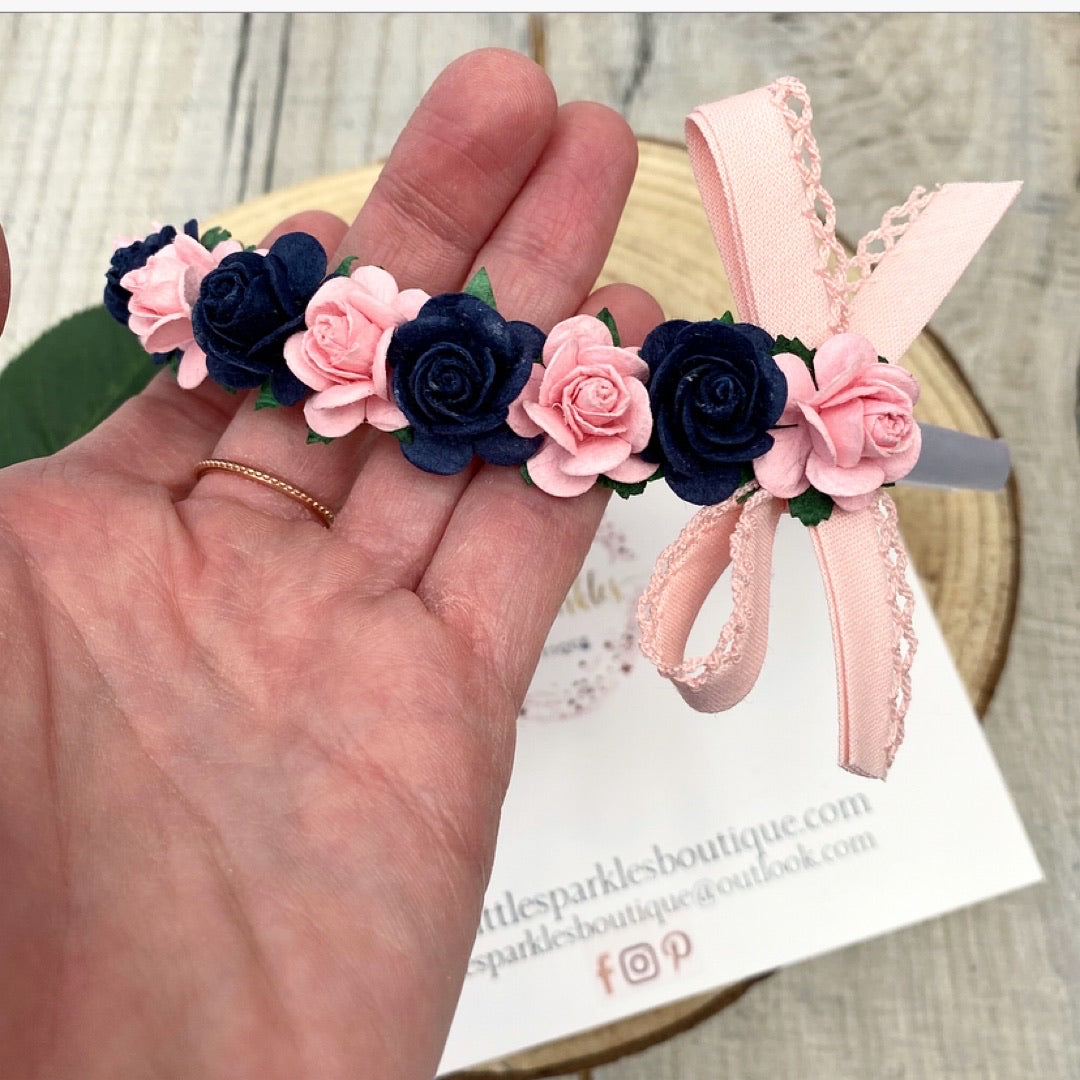 Navy And Pink Aliceband