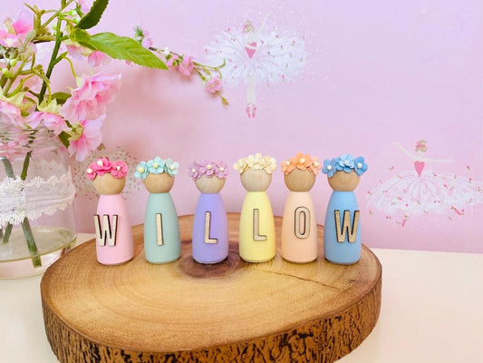 Rainbow Personalised Girls Doll Pegs
